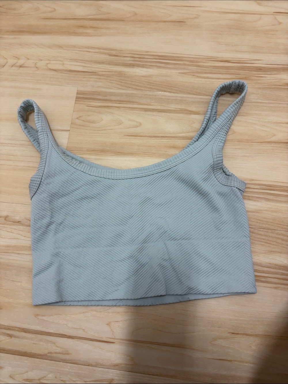 Light Blue Ribbed Cropped Tank Top - Picture 2 of 2